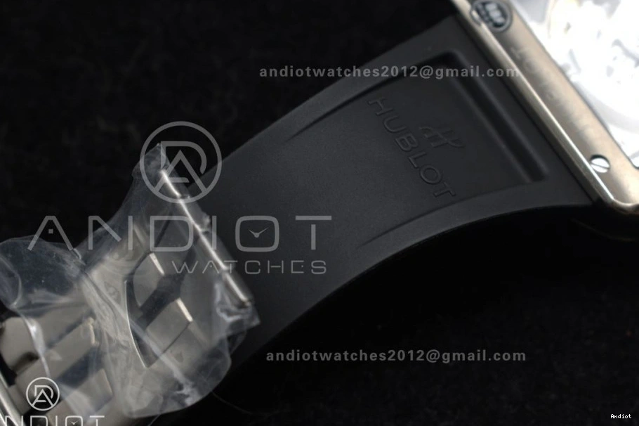 Strap 1:1 Edition Black Best Rubber Unico BBF Titanium on Bang 42mm Square A1280 Skeleton Dial 1120